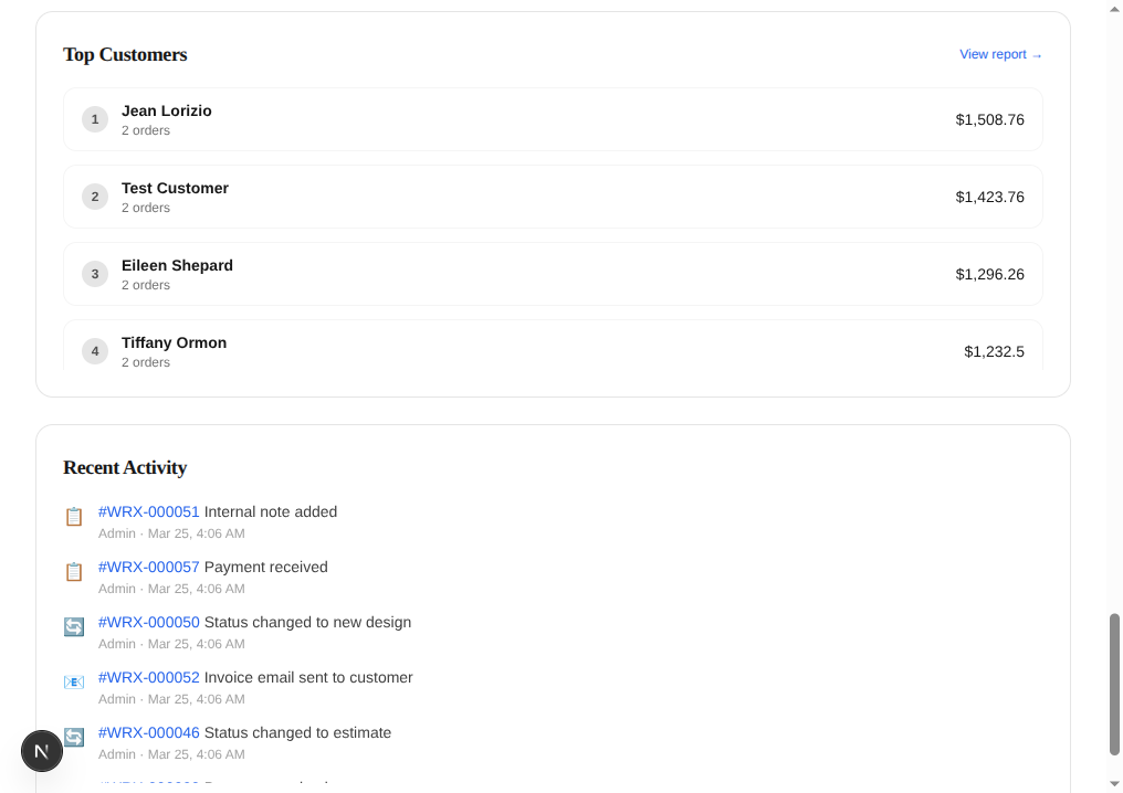 CRM — Customer Activity